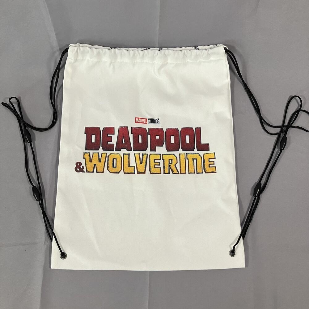 Marvel‎ Deadpool Wolverine Drawstring Bag White Comic Movie Promo Best Friends